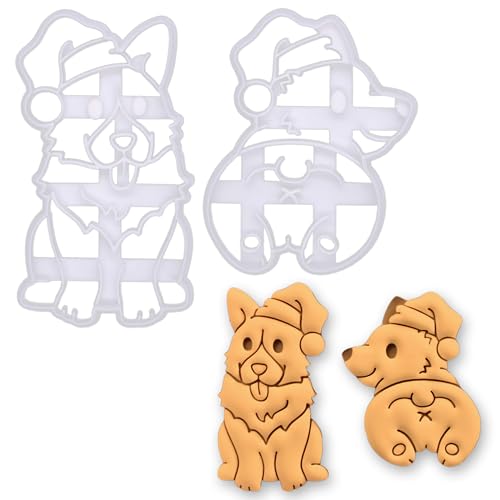 BAKERLOGY Lot de 2 Emporte-pièces Corgi de Noël (Derrière & 