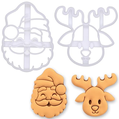 BAKERLOGY Lot de 2 Emporte-pièces Visage Père Noël & Renne -