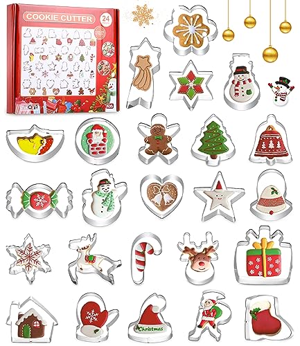 24 Emporte Pièces Noël,Emporte Piece patisserie en Acier Ino