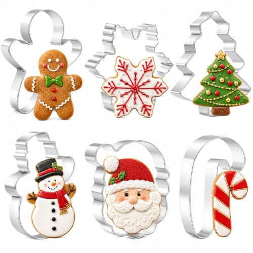Grands emporte-pièces Noël, 6 pièces en acier inoxydable