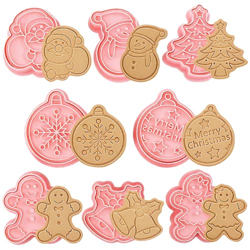 YeahBoom 8 Pièces Emporte Pièces Noël,3D Moule Biscuit Plast